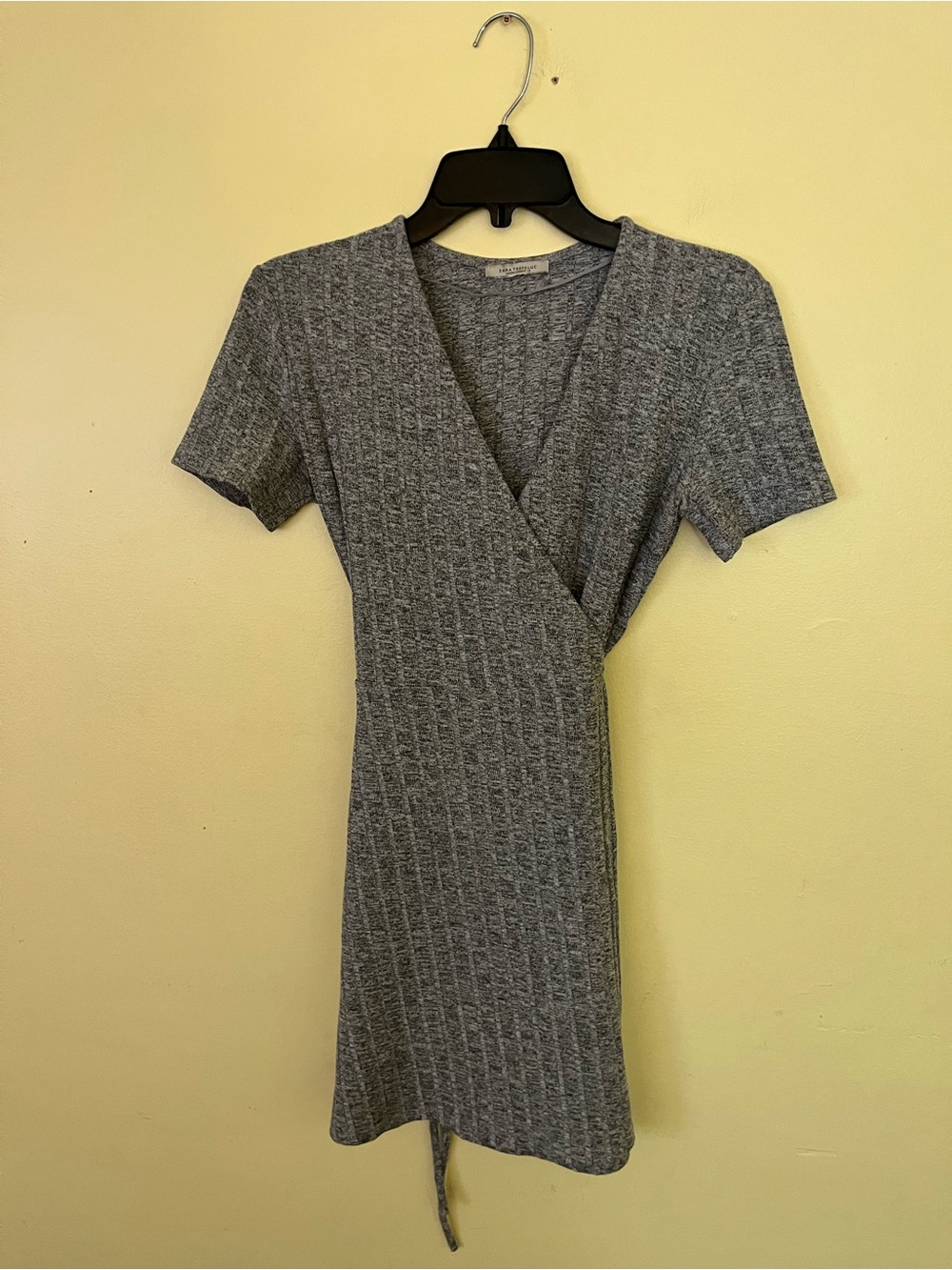 Zara Gray Ribbed Wrap Mini Dress Size 5